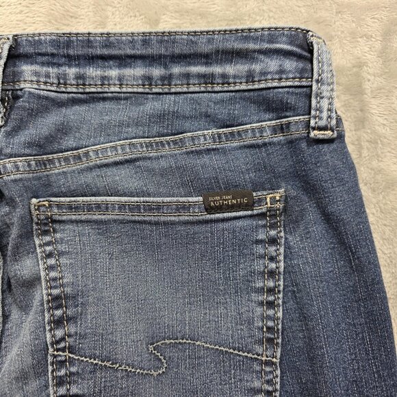 Silver Jeans Authentic Jeans Womens 10 Blue Curvy Mid Slim Straight Denim L27 - Picture 4 of 11
